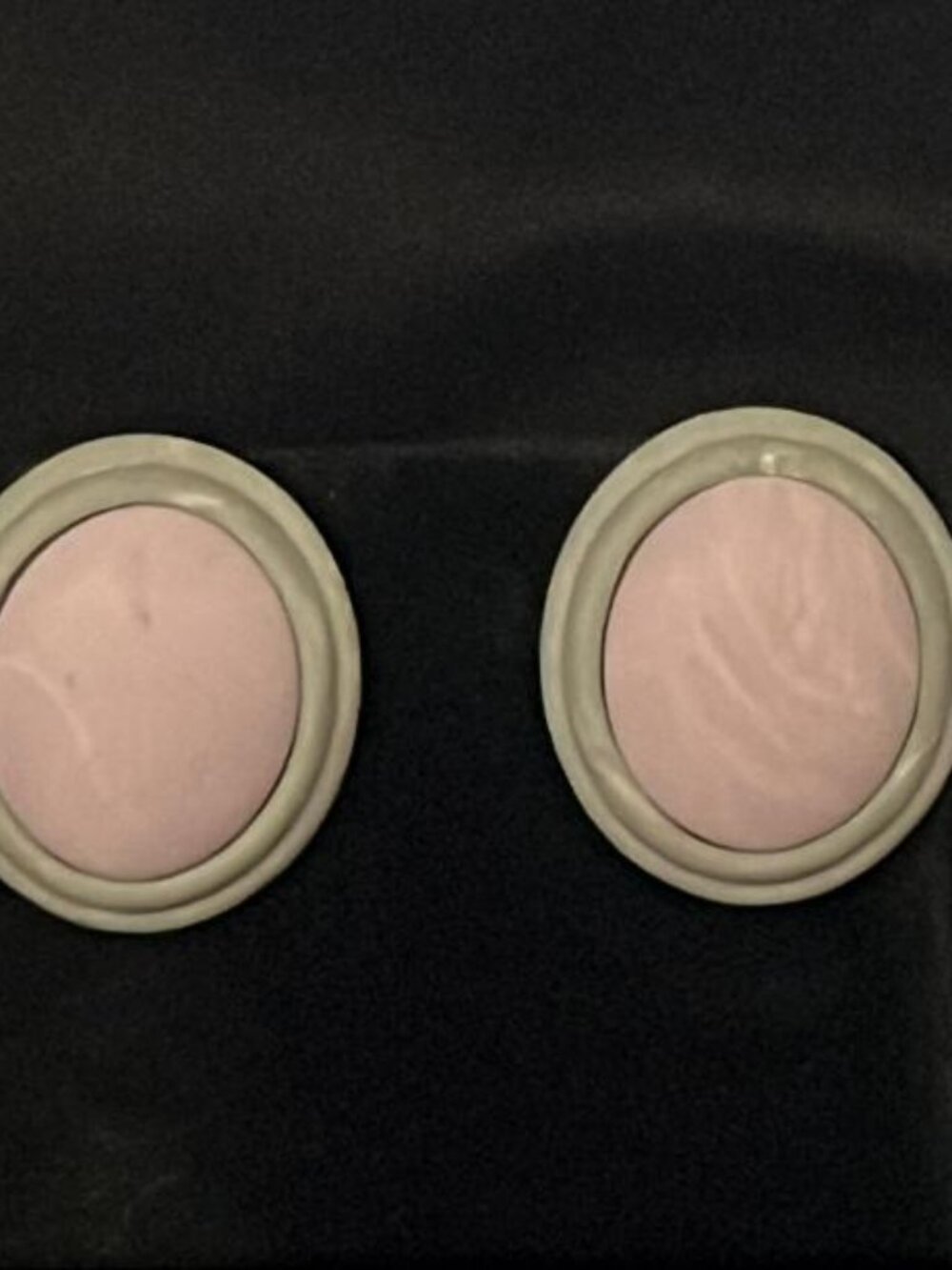 Lavender Oval with Pale Grey-Green Frame Earrings